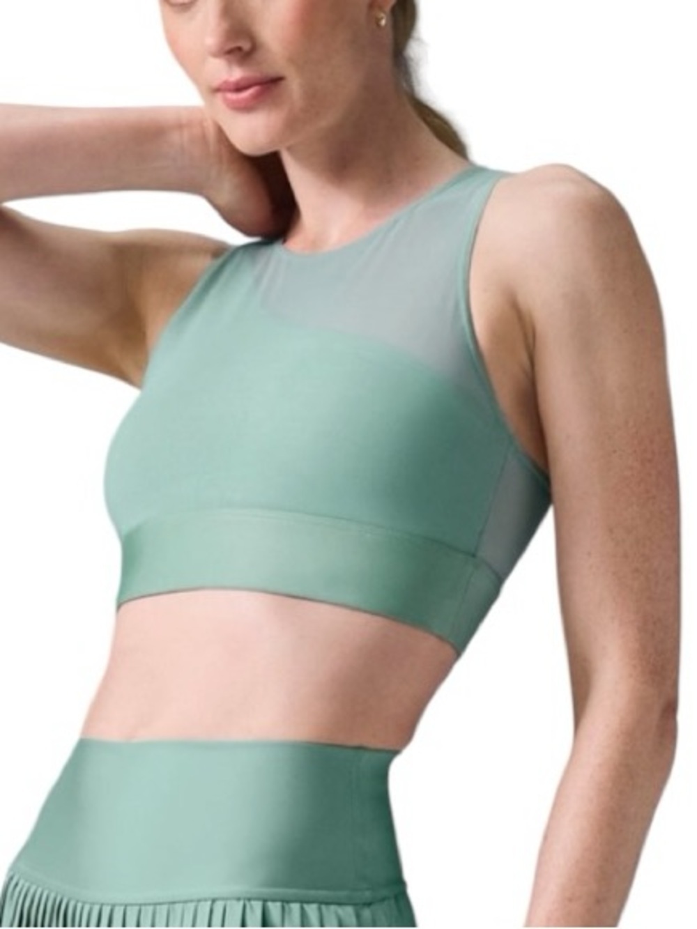 Alo Yoga Airlift Mesh Coastline Bra Botanical Green Size M NWT